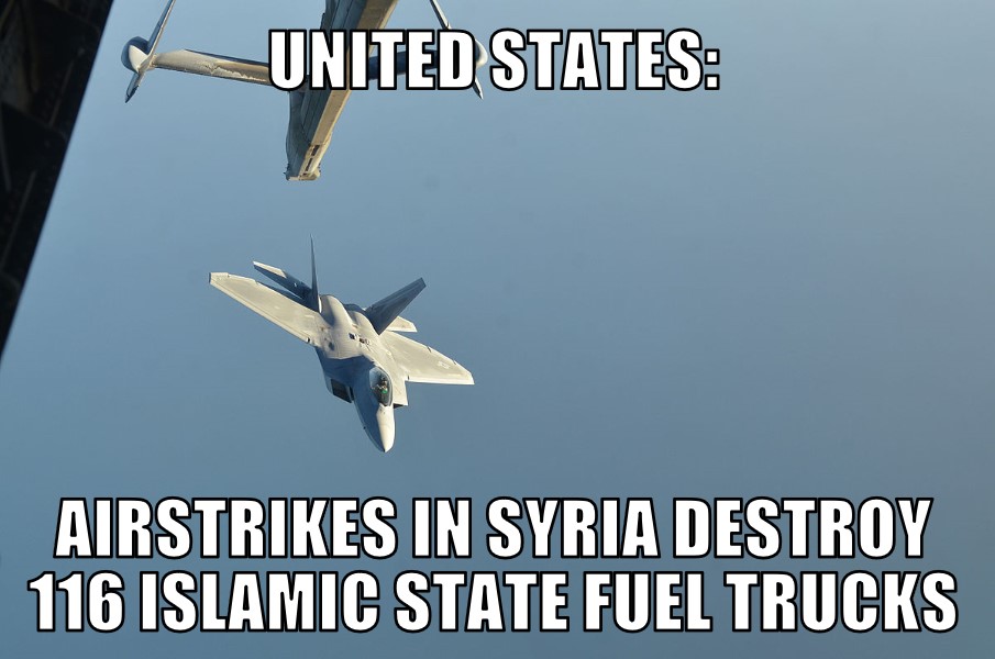 U.S. airstrikes destroy I.S. fuel trucks