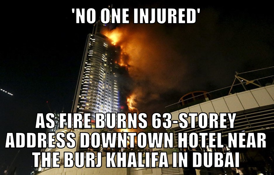 Address Downtown hotel fire