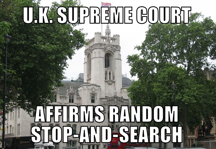 U.K. Supreme court affirms random stop-and-search