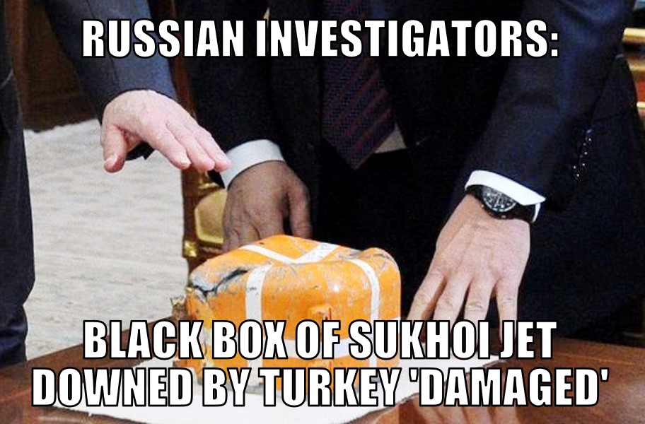 Russian jet black box damaged