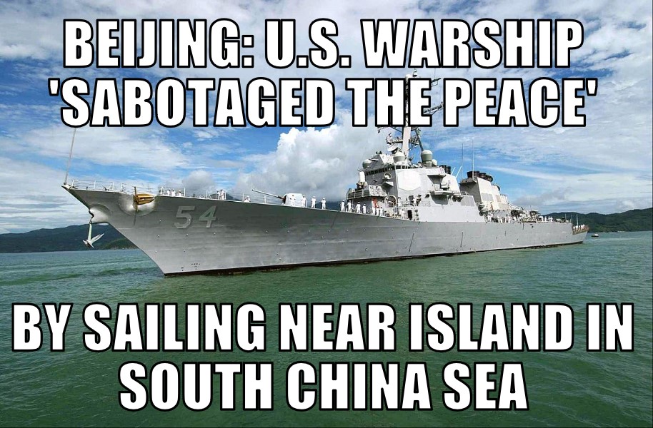 Beijing: U.S. warship ‘sabotaged the peace’