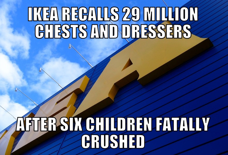 Ikea recalls 29 million chests and dressers