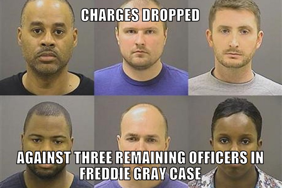 Remaining Freddie Gray officers charges dropped