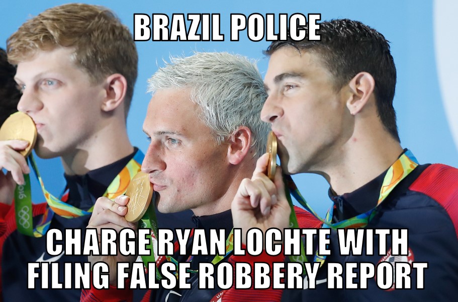 Ryan Lochte charged with filing false robbery report