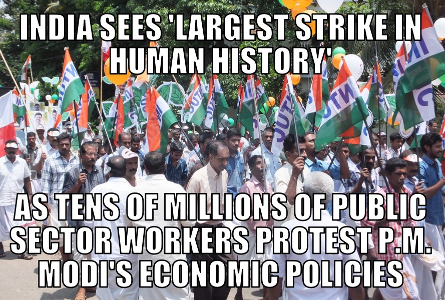 India sees ‘largest strike in human history’