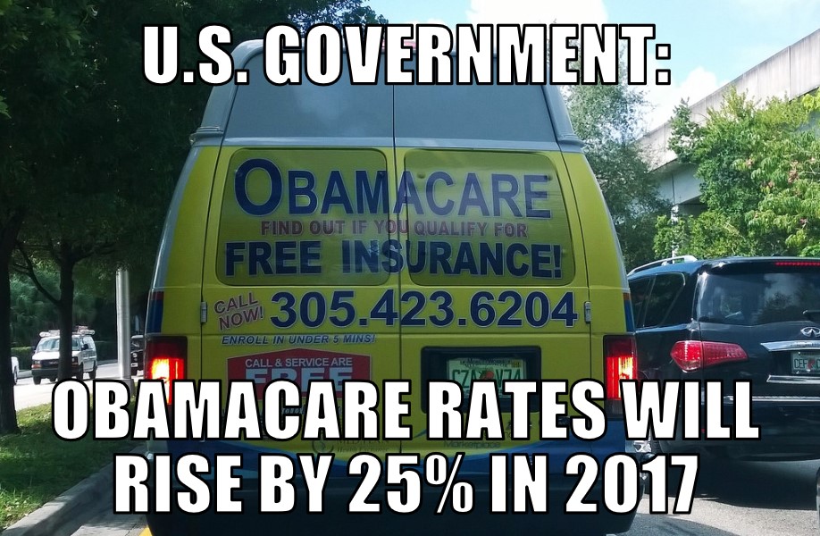 Obamacare rates will rise by 25% in 2017