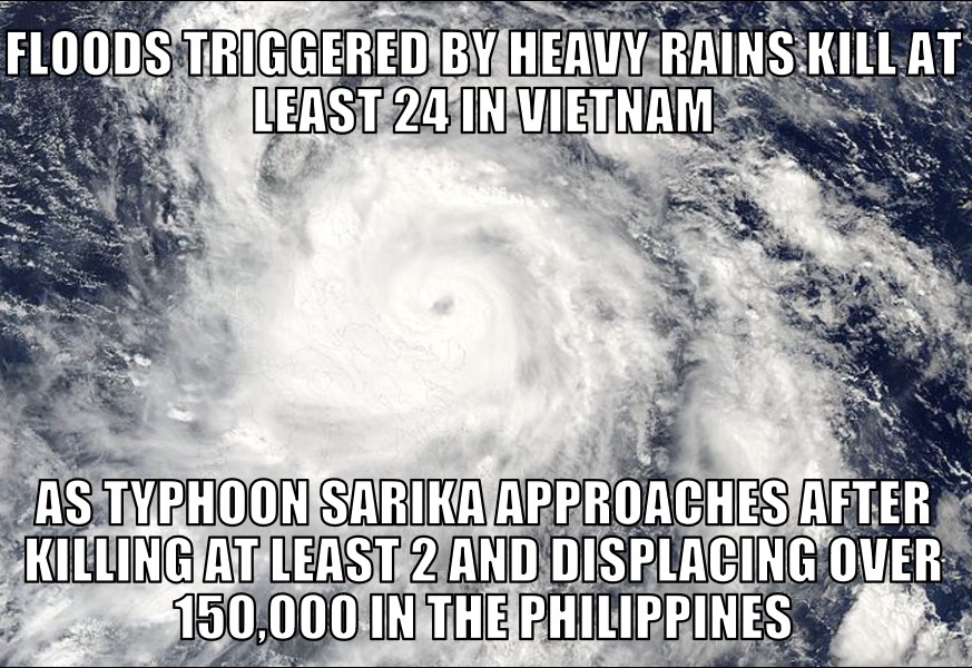 Typhoon Sarika approaches Vietnam