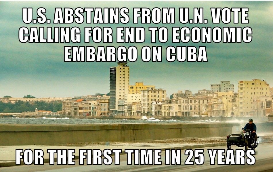 U.S. abstains from Cuba embargo vote