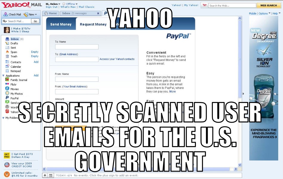 Yahoo secretly scanned emails for U.S.