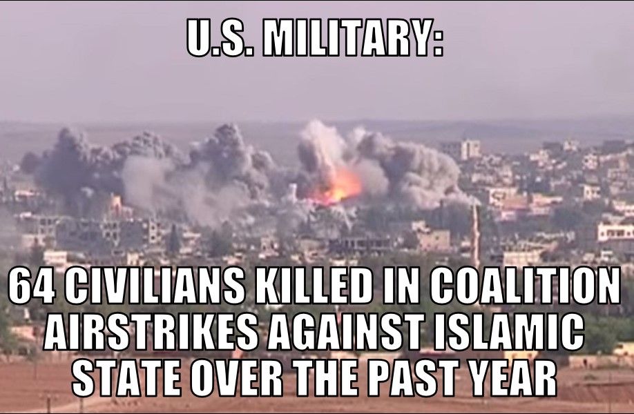 64 civilians killed in coalition airstrikes