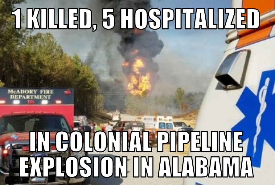 Colonial Pipeline explosion in Alabama