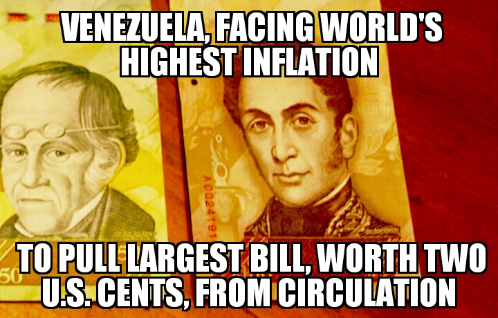 Venezuela to remove 100 bolivar note 