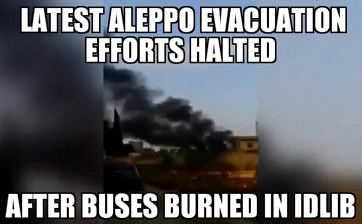 Evacuation buses burned in Idlib