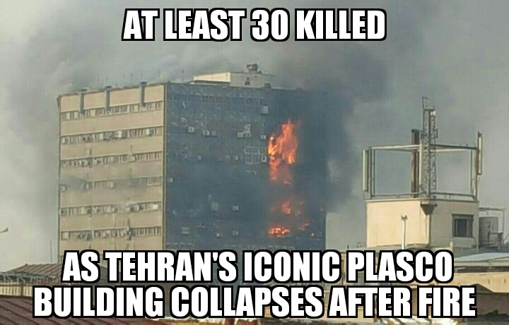 Plasco building collapses in Tehran 