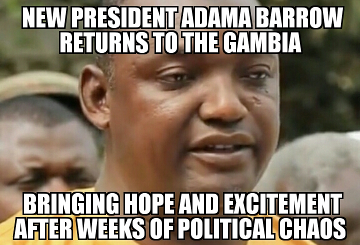 President Adama Barrow returns to Gambia