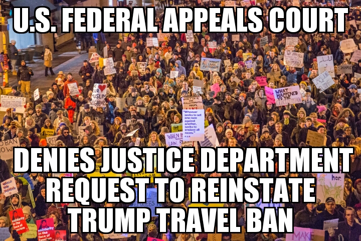 9th circuit denies DOJ appeal of Trump travel ban