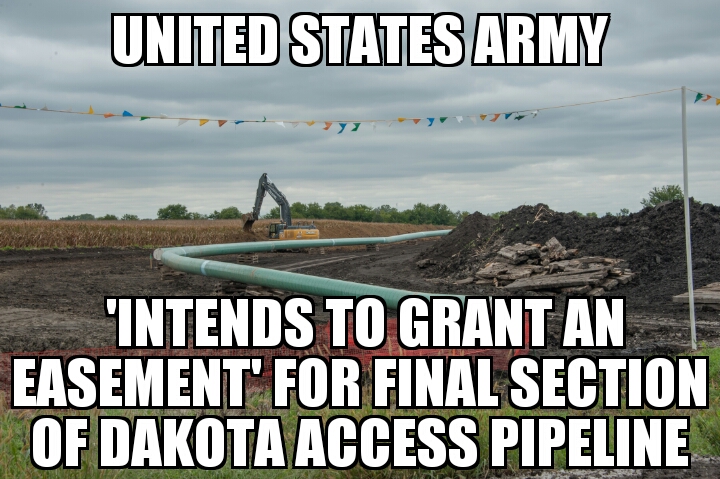 Army to grant Dakota Access easement