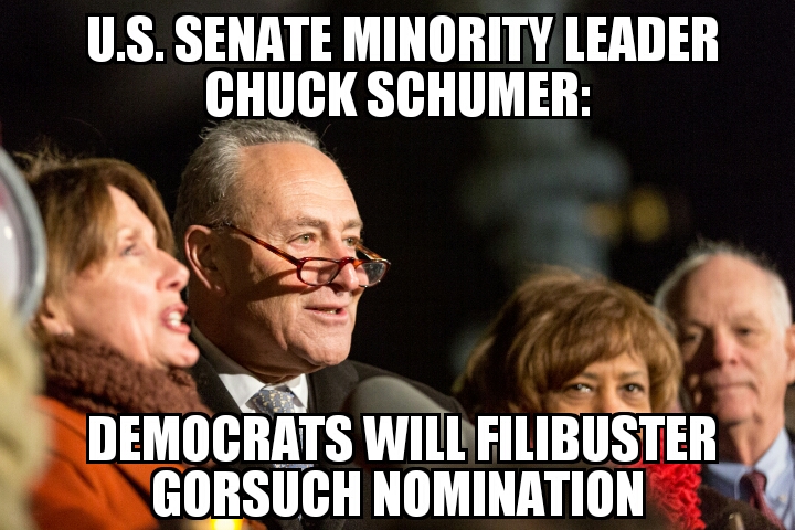 Democrats will filibuster Gorsuch nomination