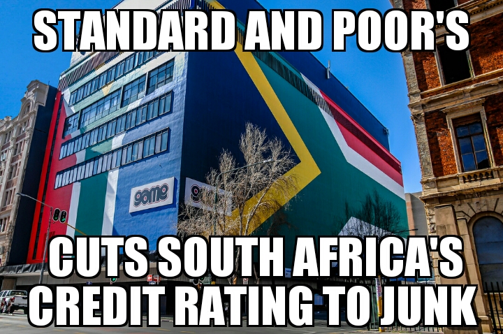 S&P cuts South Africa credit to junk
