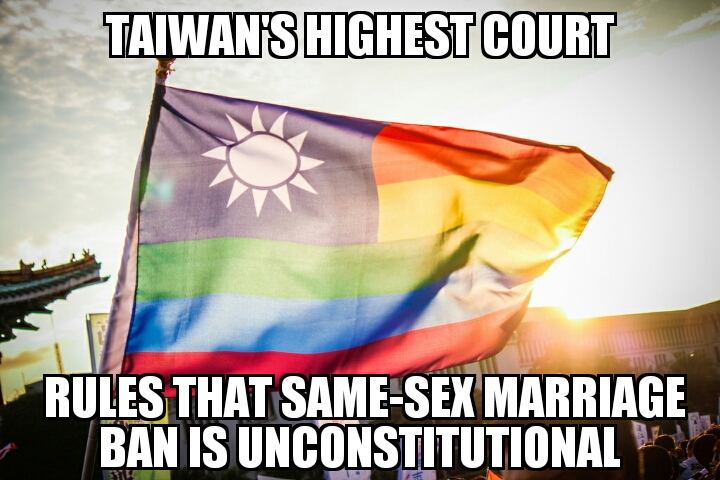 Taiwan court rules same-sex marriage ban unconstitutional 