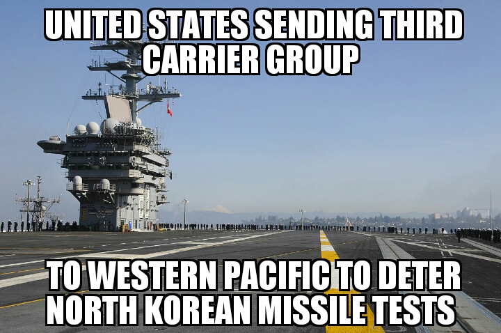 U.S. sending third carrier near North Korea 