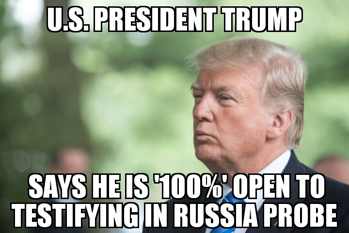 Trump ‘100%’ open to testifying in Russia Probe