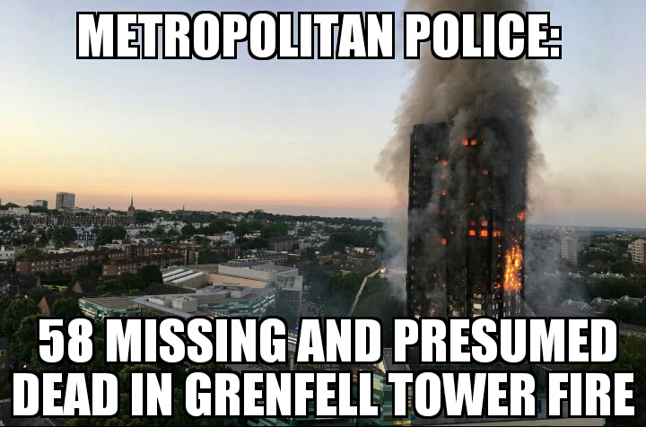 58 missing in Grenfell Tower Fire