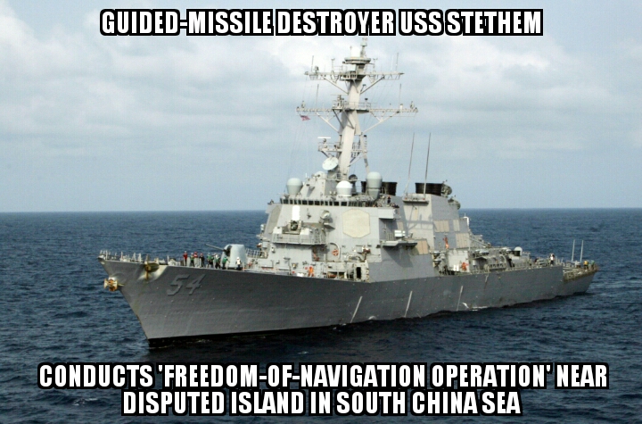 U.S. destroyer sails near South China Sea island 