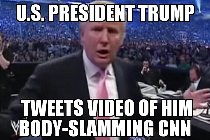 Trump tweets video body-slamming CNN