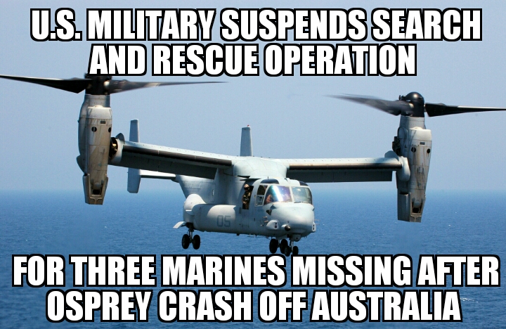 U.S. suspends search and rescue for missing Marines 
