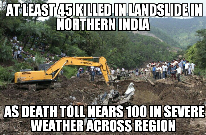 At least 45 killed in India landslide 