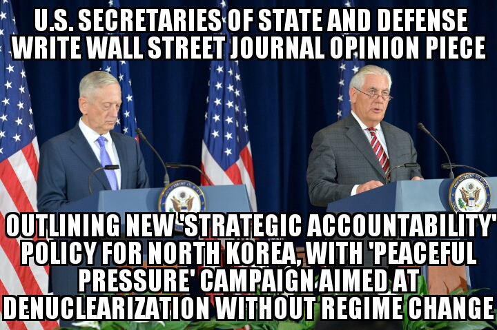 Tillerson, Mattis outline North Korea ‘strategic accountability’
