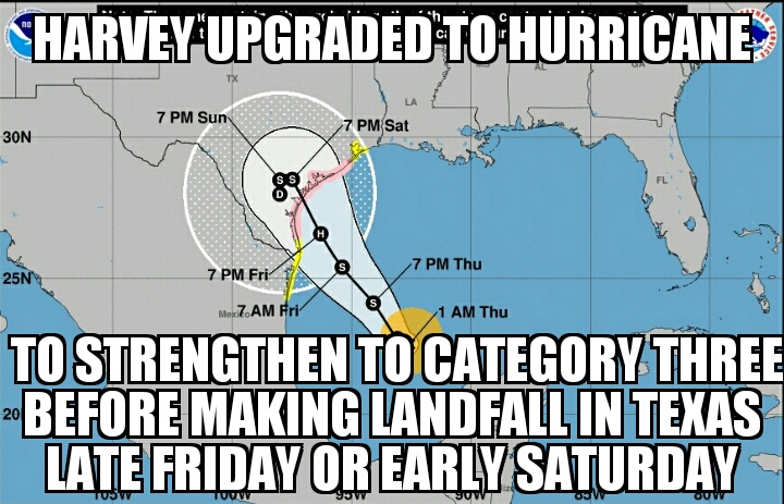 Hurricane warning in Texas as Harvey strengthens 