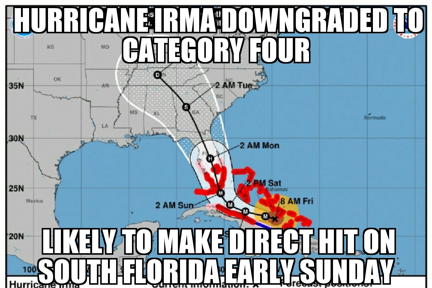 Hurricane Irma downgraded to category 4