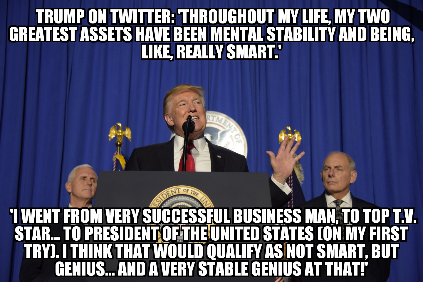Trump calls self stable genius on Twitter