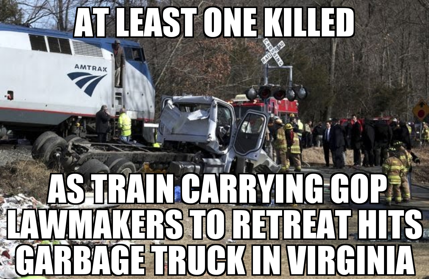 GOP train hits garbage truck