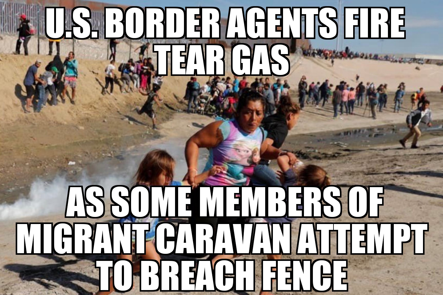 U.S. border agents fire tear gas