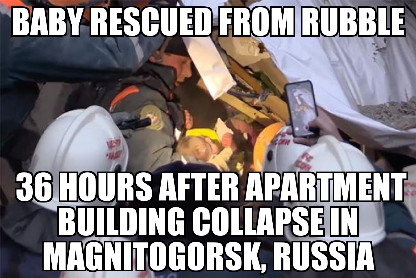 Baby rescued from Magnitogorsk apartment building rubble