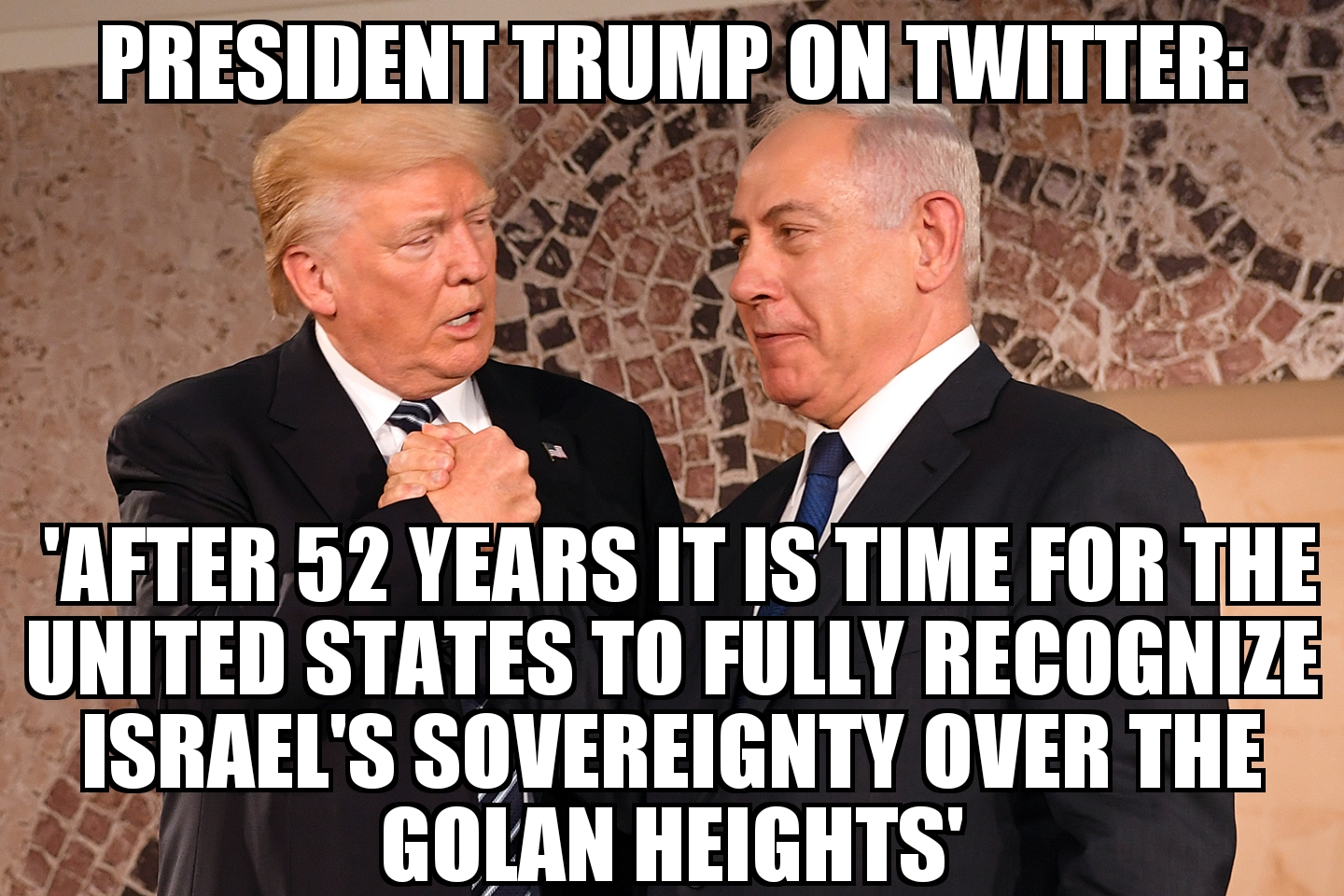 Trump on Twitter: U.S. should recognize Israel’s sovereignty over Golan Heights