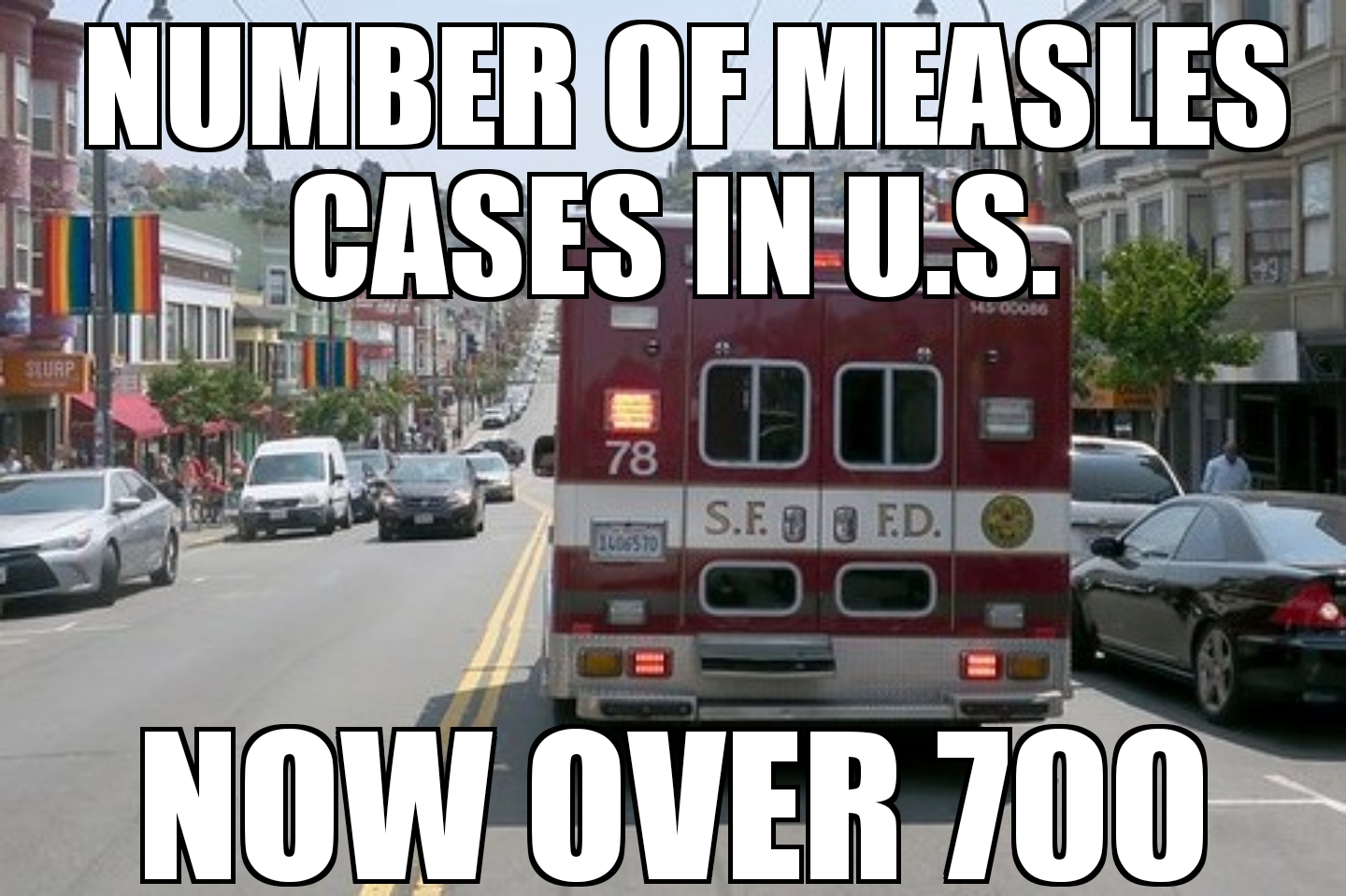 U.S. measles cases over 700