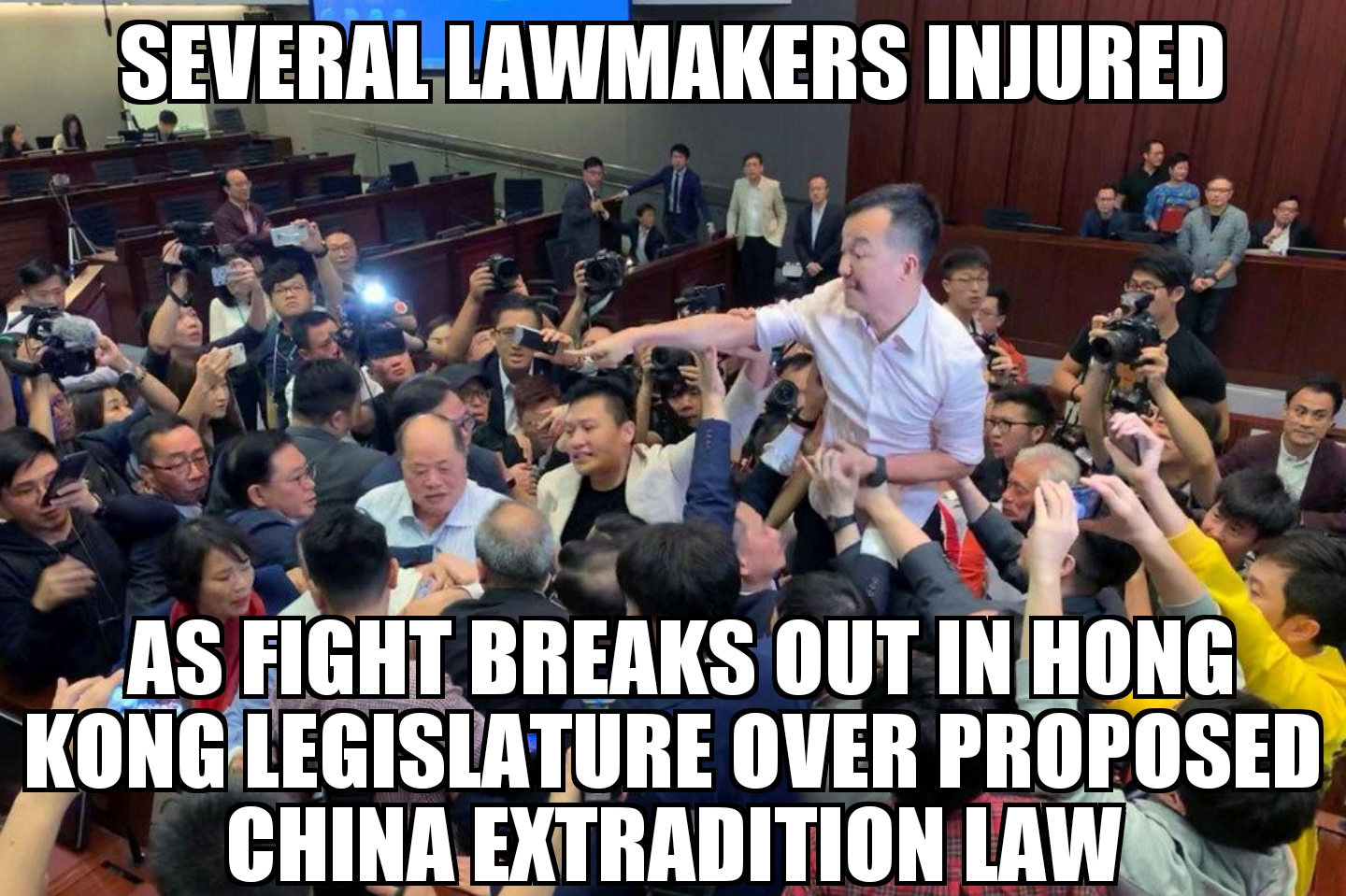 Fight in Hong Kong legislature over proposed China extradition