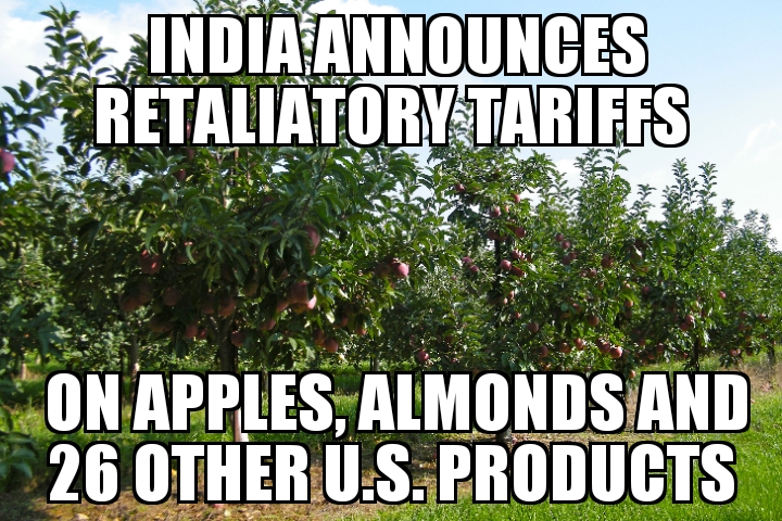 India announces retaliatory tariffs on U.S. products