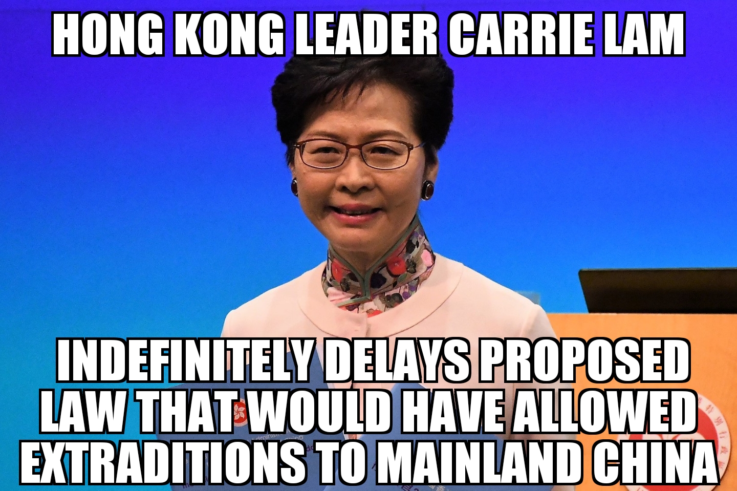 Hong Kong leader indefinitely delays China extradition bill