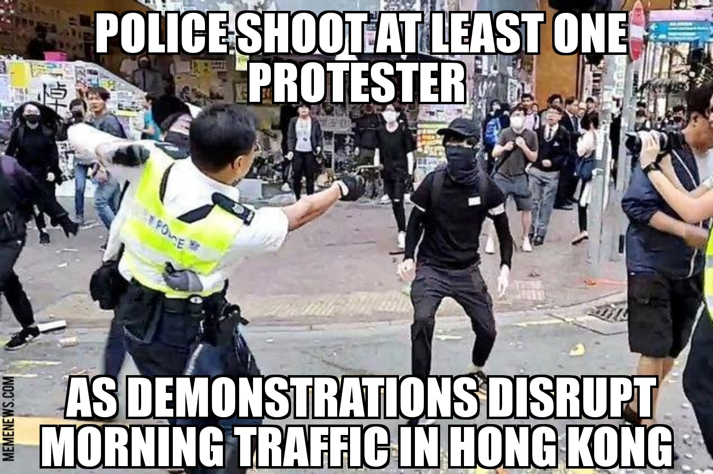 Hong Kong police shoot at least one protester