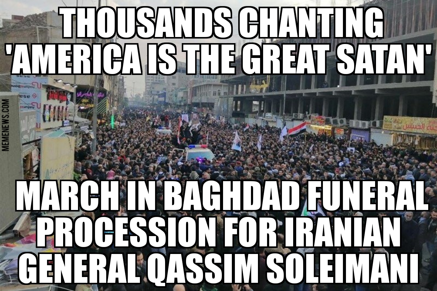 Thousands march in funeral procession for Qassim Soleimani in Baghdad