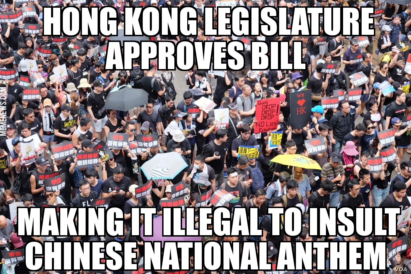 Hong Kong makes insulting Chinese anthem illegal