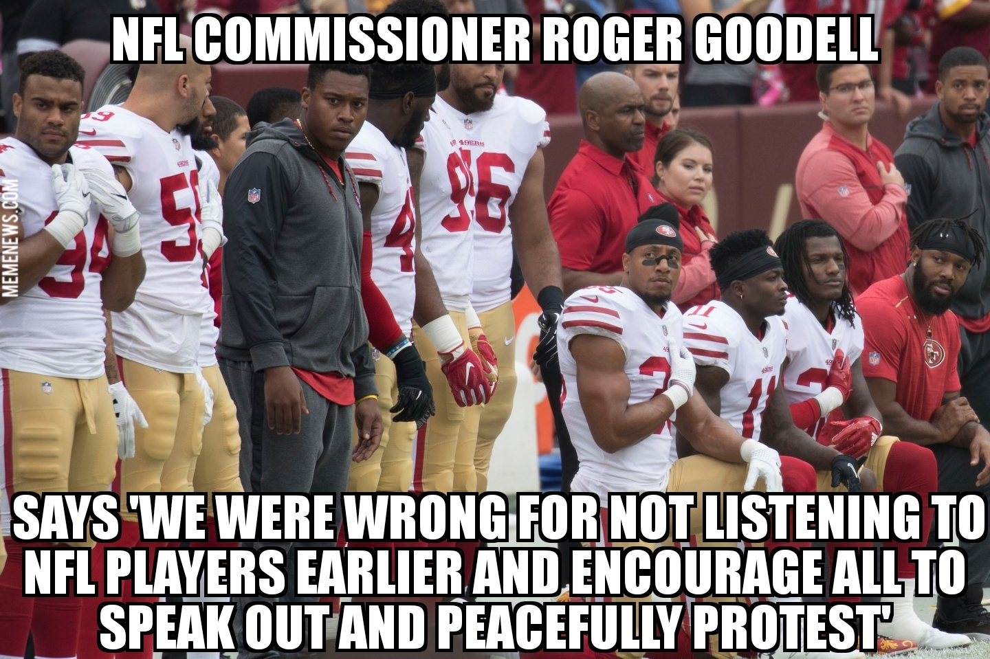 NFL commissioner encourages peaceful protest