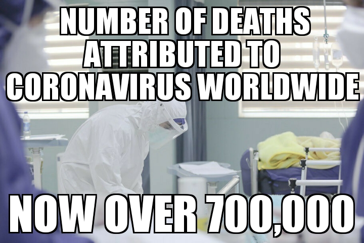 Global coronavirus deaths top 700k