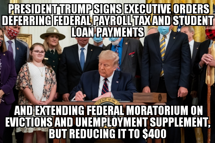 Trump signs order extending unemployment benefits