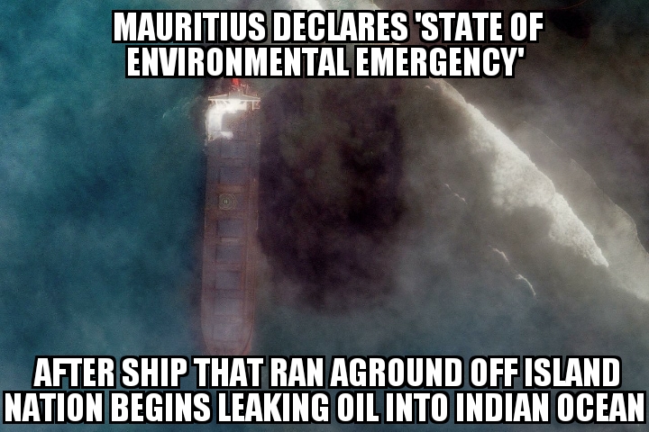 Mauritius declares ‘environmental emergency’ over grounded ship
